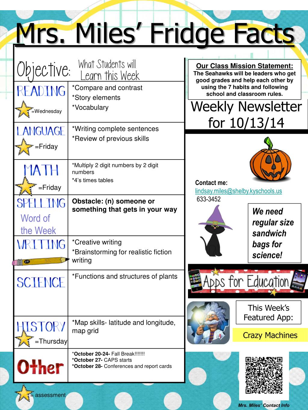 PPT - Weekly Newsletter for 10/13/14 PowerPoint Presentation, free download  - ID:6314305