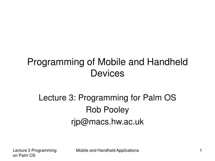 programming of mobile and handheld devices n.