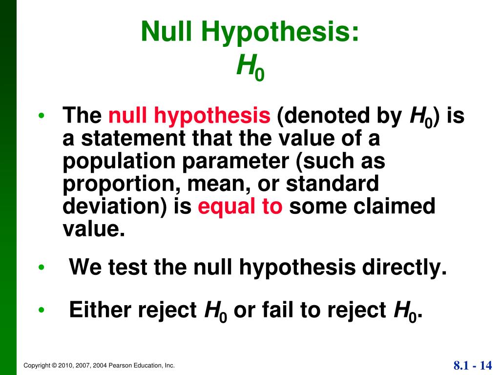 null hypothesis is h0