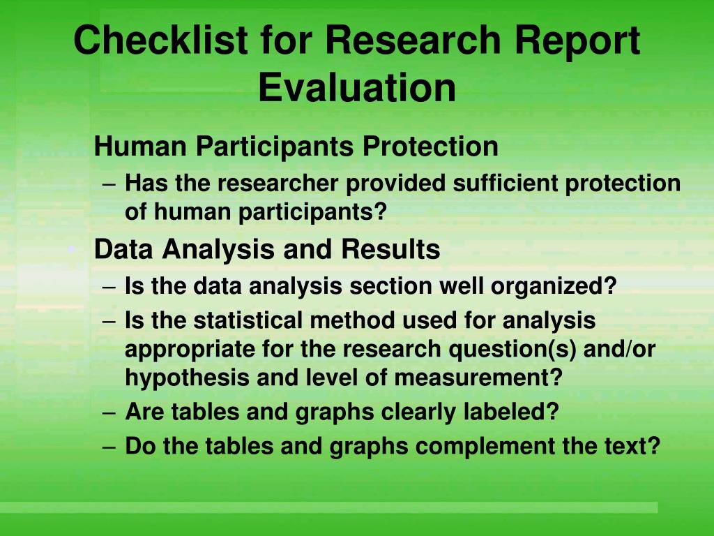criteria for critiquing a research report slideshare