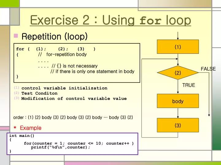 PPT - Exercise 2 : Using for loop PowerPoint Presentation, free ...
