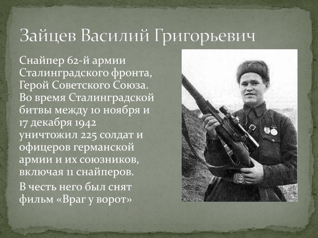 Биография василия зайцева. Зайцев герой Сталинградской битвы.