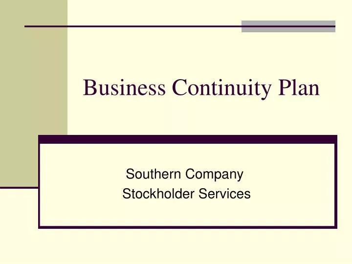 business continuity plan n.