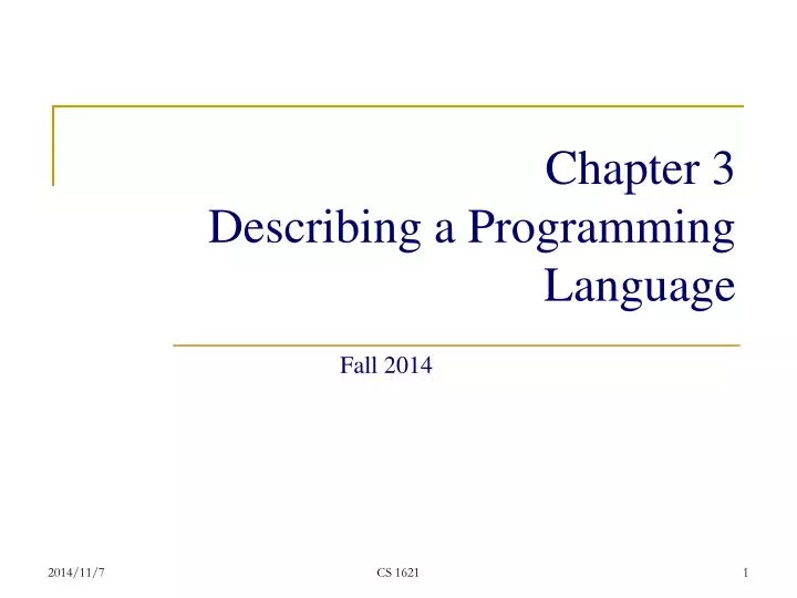 PPT - Chapter 3 Describing a Programming Language PowerPoint ...