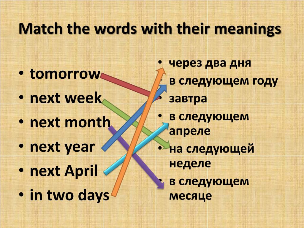 Match the highlighted words with their
