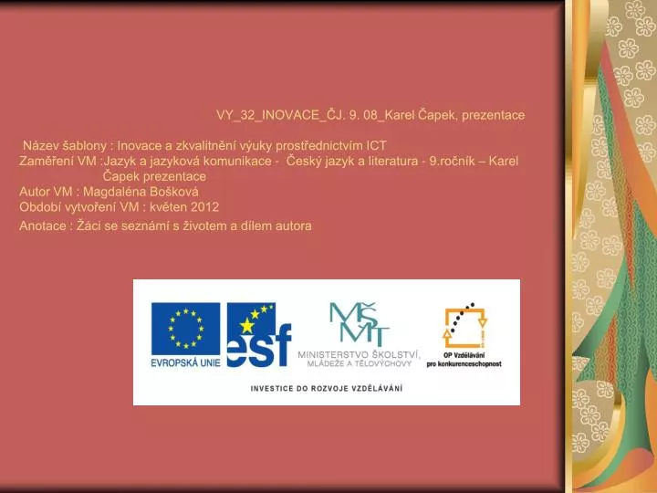 PPT - Karel Čapek PowerPoint Presentation, free download - ID:6326419