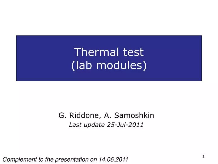thermal test lab modules n.