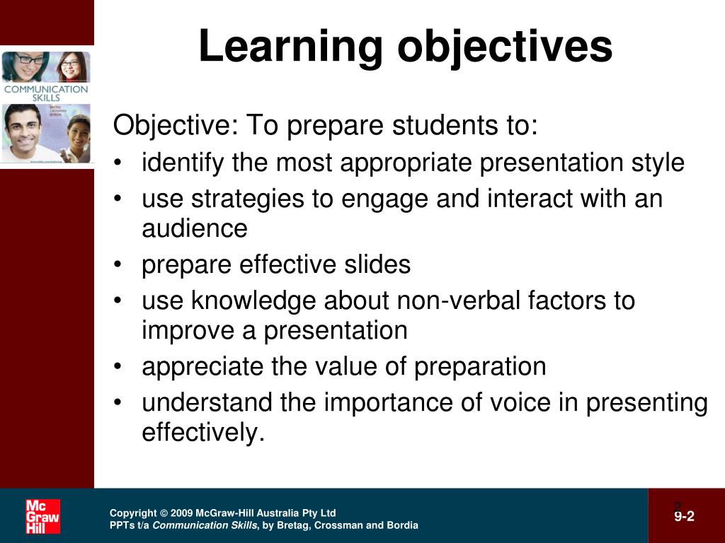 objectives of an oral presentation