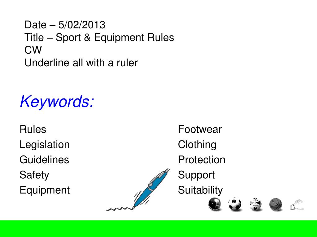 PPT Sports Equipment & Rules PowerPoint Presentation, free download
