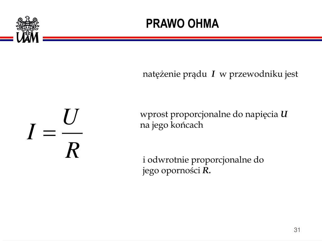 Prawo Ohma Definicja I Wzór PPT - dr Stanisław Lewicki Wydział Fizyki UAM PowerPoint Presentation