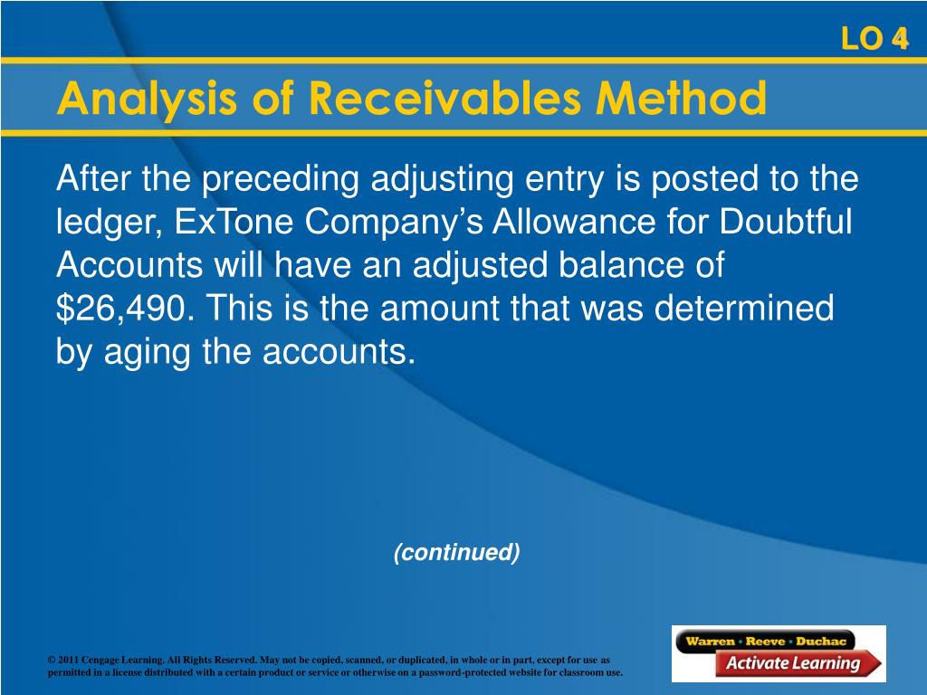 statement presentation and analysis of receivables