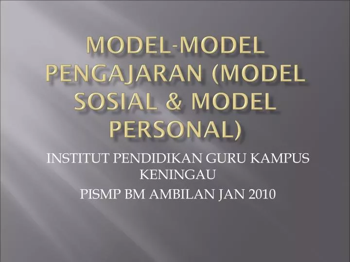 model model pengajaran model sosial model personal n.