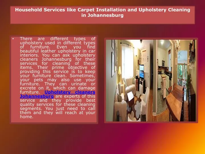 Household Services Like Carpet Installation And Upholstery Cleaning In Johannesburg N 