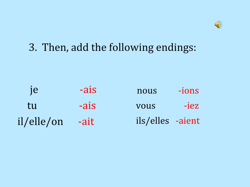 imparfait endings passer imparfait endings passer