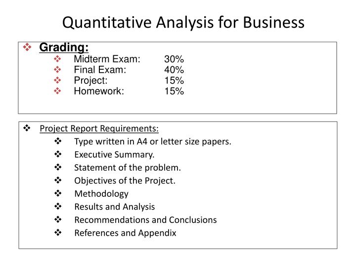 Quantitative methods for business homework help