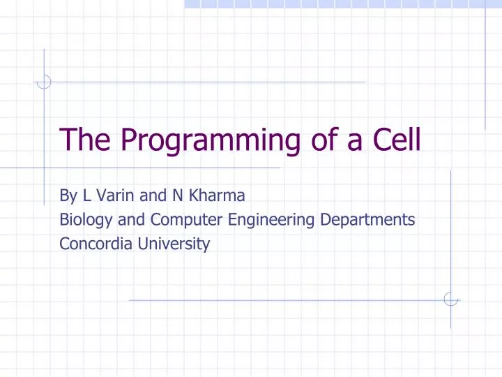 PPT - The Programming of a Cell PowerPoint Presentation, free download ...