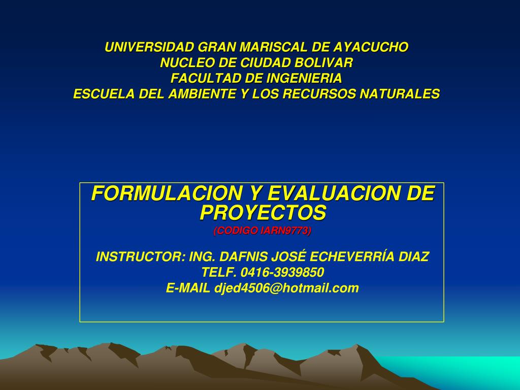 Ppt Formulacion Y Evaluacion De Proyectos Codigo Iarn9773 Powerpoint Presentation Id6352821 2718