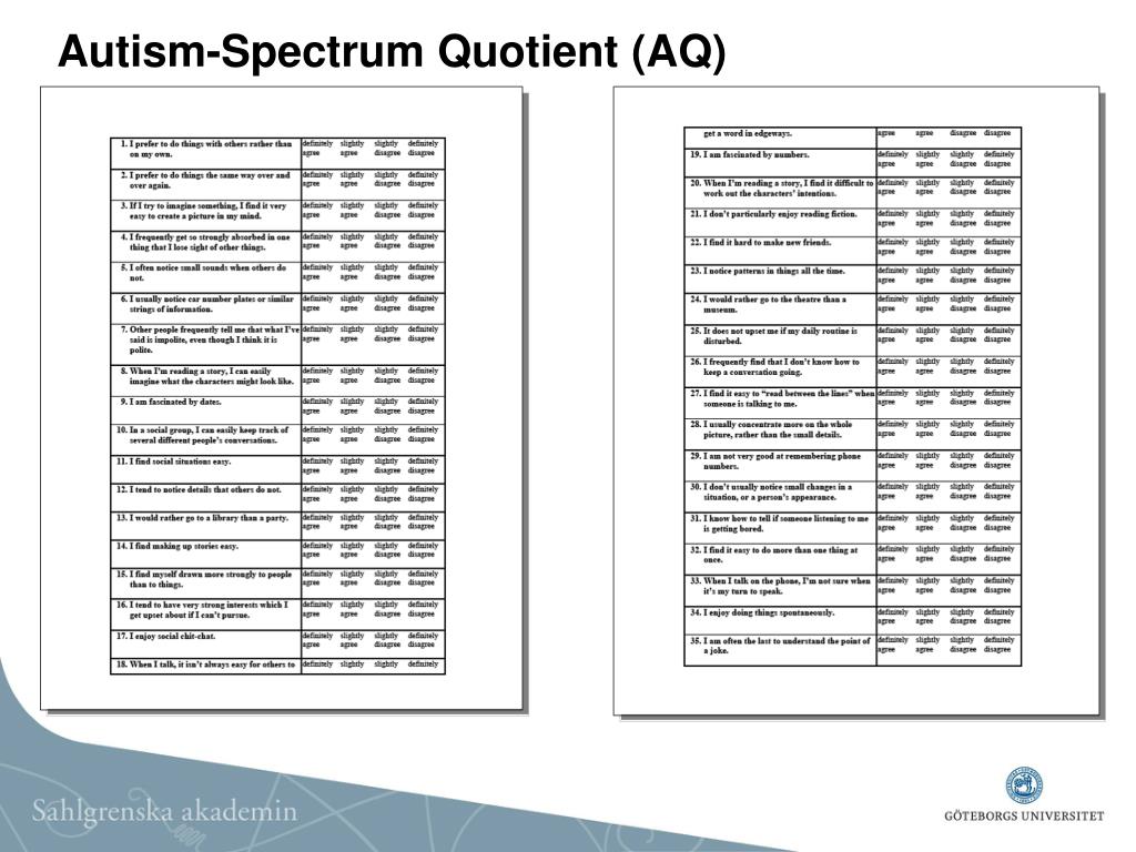 Autism Spectrum Quotient AQ test