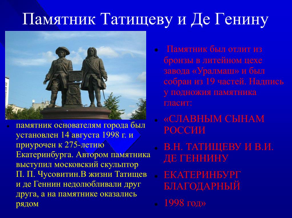 Достопримечательности екатеринбурга кратко описанием