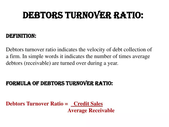 receivable turnover ratio