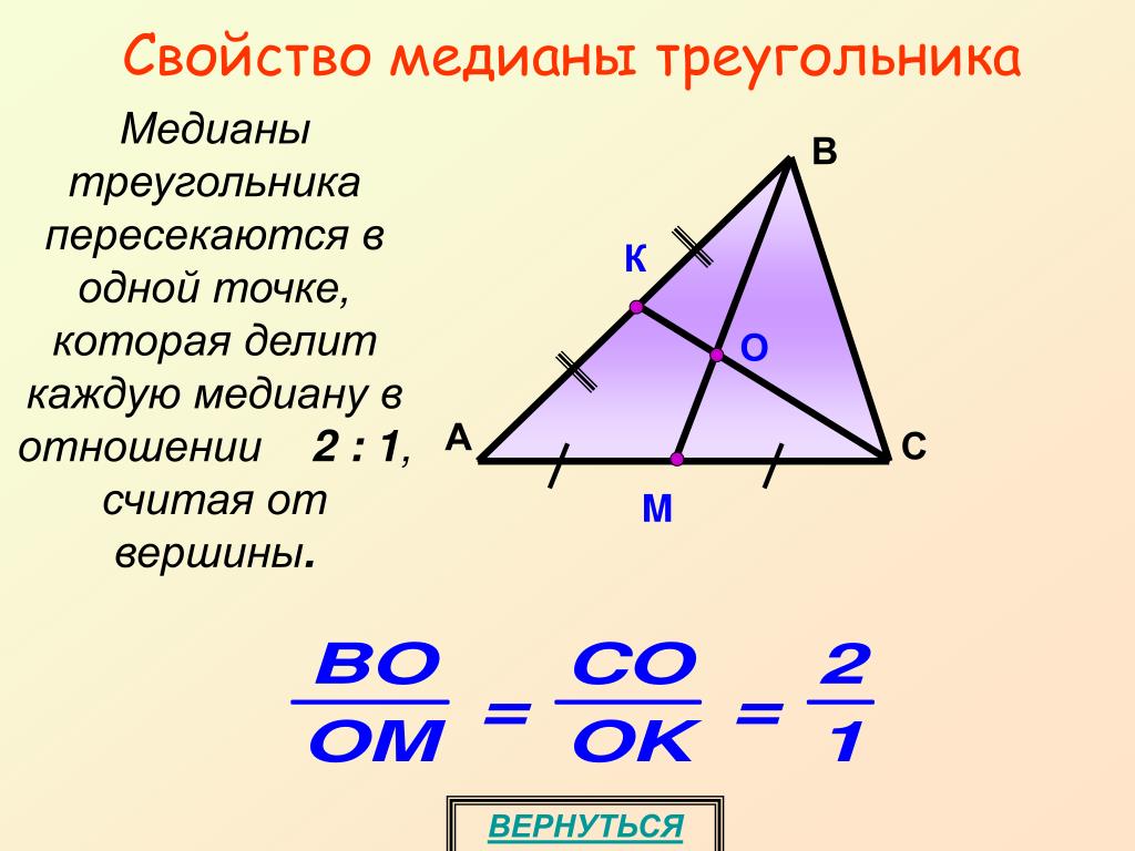Делит ли медиана треугольника пополам. Формула для нахождения Медианы треугольника через его стороны. Формула вычисления Медианы. Св-ва Медианы треугольника. Свойство медианытреугольнике.