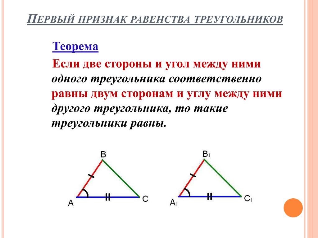 1 равенства треугольников 7 класс. Первый признак равенства треугольников 7 класс. Теорема треугольник 1 признак равенства треугольника. Первый признак равенства треугольников 7 класс геометрия. Треугольник первый признак равенства треугольников 7 класс.