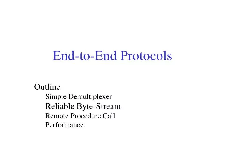 end to end protocols n.
