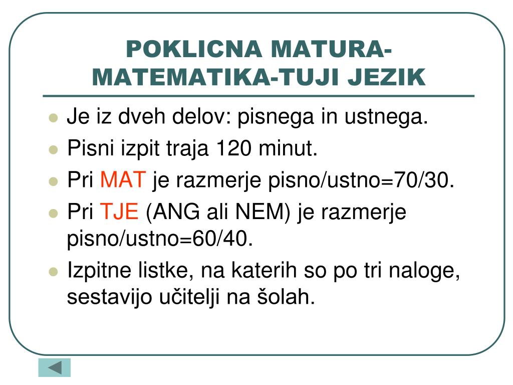 PPT - POKLICNA MATURA PowerPoint Presentation, free download - ID:6362464