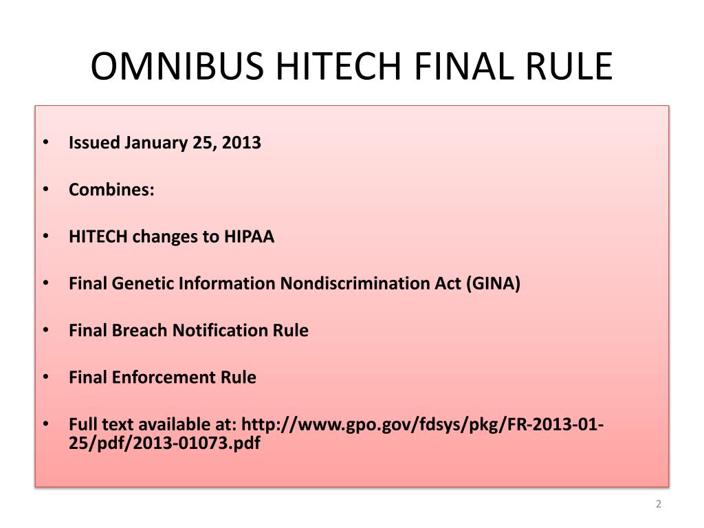 PPT The HITECH OMNIBUS FINAL Rule What it Means for Your Practice HIPAAHITECHMaine Law