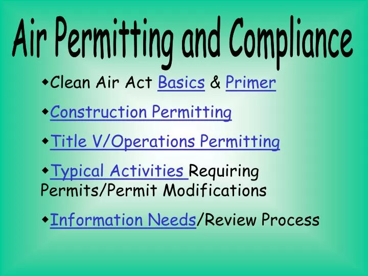 PPT Air Permitting and Compliance PowerPoint Presentation, free