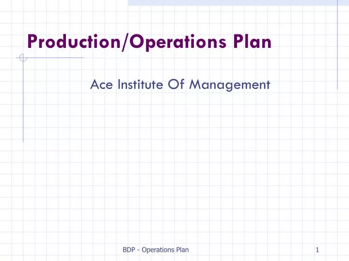 production operations plan n.