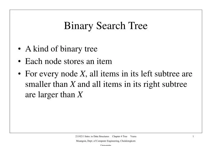 binary search tree n.