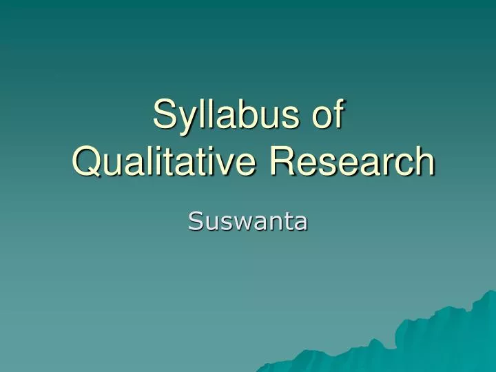 course syllabus for qualitative research