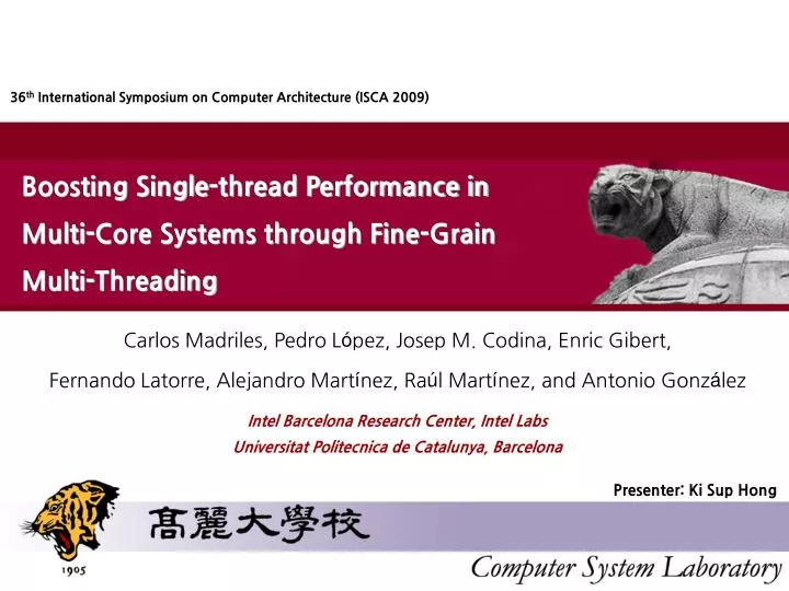 PPT Boosting Singlethread Performance in MultiCore Systems through