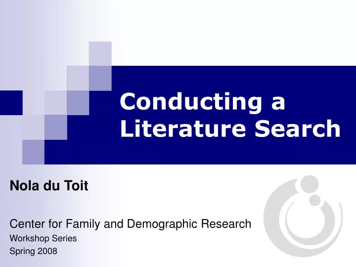 PPT Conducting a Literature Search PowerPoint Presentation, free