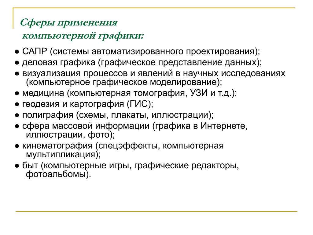 Приведите примеры использования вами компьютерной графики