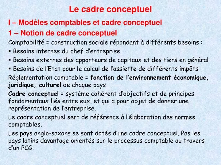 le cadre conceptuel powerpoint    id