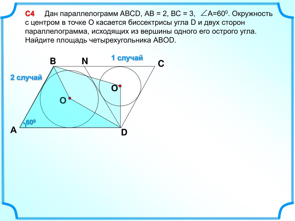 Четырехугольник abcd со сторонами bc. Окружность описанная около параллелограмма. Вершины параллелограмма лежат на окружности. В параллелограмм вписана окружность. Вершины четырехугольника ABCD.
