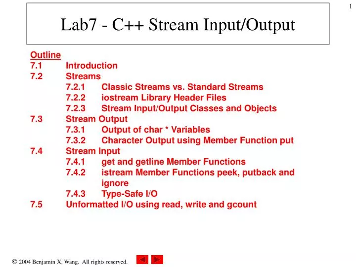PPT - Lab7 - C++ Stream Input/Output PowerPoint Presentation, free ...