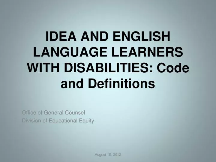 idea and english language learners with disabilities code and definitions n.