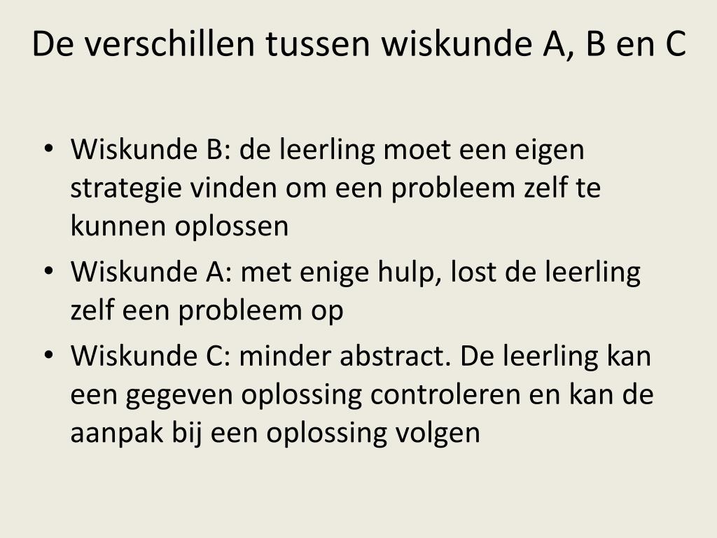 PPT Wiskunde A, B, C en D op het vwo PowerPoint Presentation, free download ID6382810