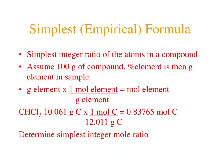 simplest empirical formula n.