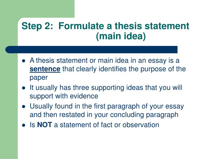 Formulating a thesis