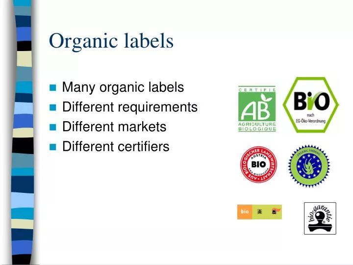 organic labels n.