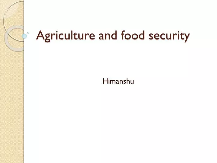 agriculture and food security n.
