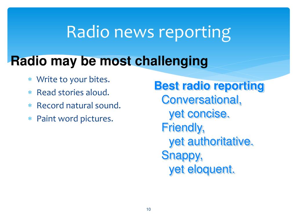 news presentation on radio