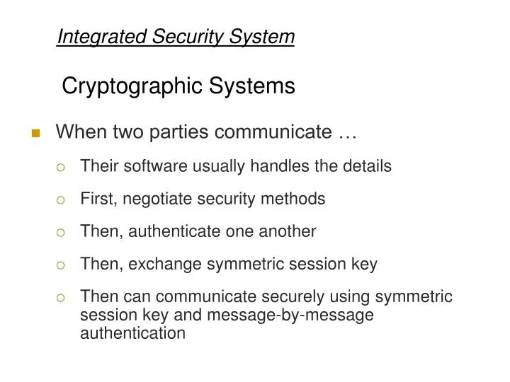 integrated security system cryptographic systems n.