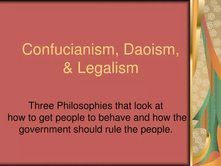 Compare And Contrast Confucianism And Legalism