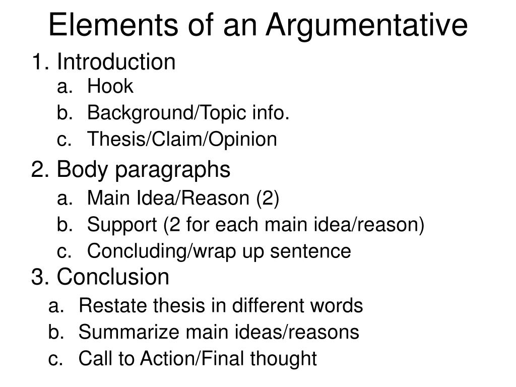 what elements does an argumentative essay contain