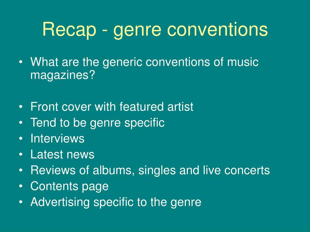 PPT - Genre and Music Magazines PowerPoint Presentation, free download -  ID:6394080